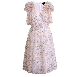 Halogen White Midi Dress with Rainbow Polka Dots